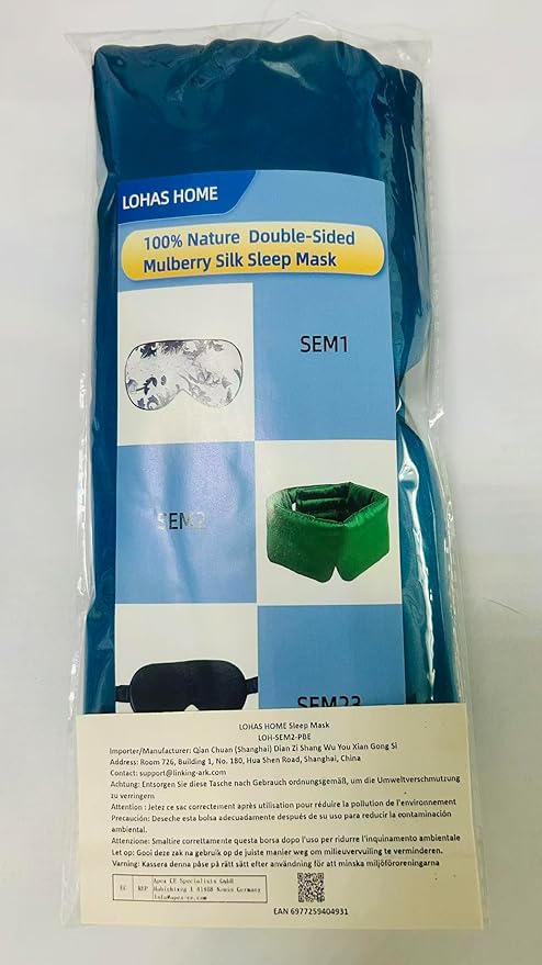 Uthra-Large 100% Nature Silk Sleep Mask 3D Cover Double-Sided Mulberry Silk Blackout Eye Mask, Peacock Blue
