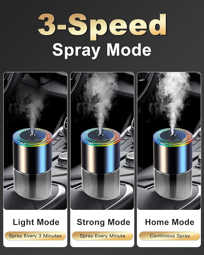 All-New, Smart Car Air Freshener Diffuser 160ml Large Capacity for 6 Months, Real-Time Monitoring, 90-Day Battery Life, 3 Modes, 7-Color with Starry Ceiling, for Car, Bedroom and Office.(OCEAN)