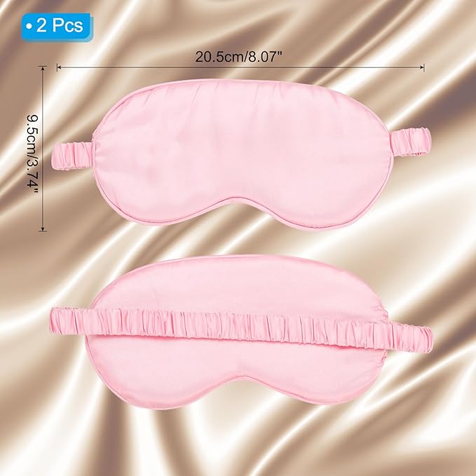 PATIKIL Silk Sleep Mask, 2 Pack Soft Satin Eye Protective Mask Blackout Eye Cover with Elastic Straps for Side Sleeping Women Men Travel, Dark Pink