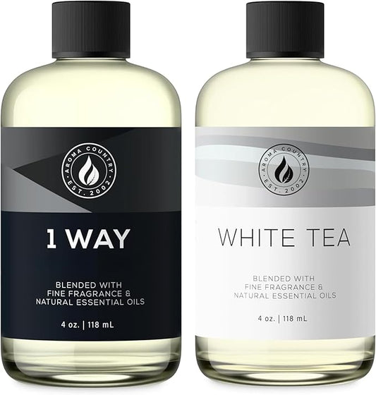 Aroma Country 2-Pack - One Each: White Tea (4 Fl Oz) + 1 Way Miami (4 Fl Oz) Diffuser Oil - Fragrance Oil for Diffuser Refill & Room Spray - Premium Aromatherapy Oils & Home Scent