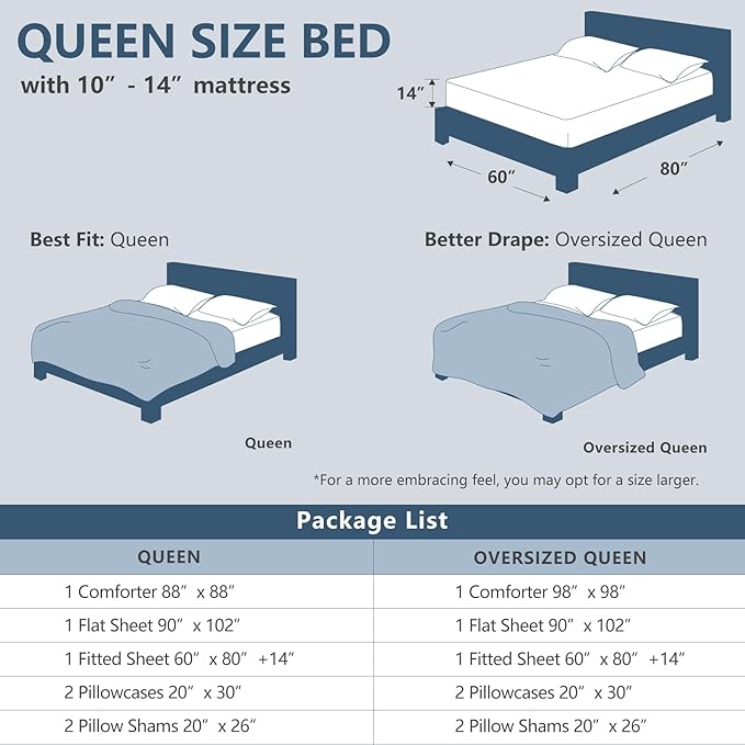 CozyLux Oversized Queen Comforter Set Cocoa Powder - 7 Pieces Bed in a Bag Comforter Set with Sheets, Luxury Soft Bed Set, Bedding Set with Down Alternative Comforter, Sheets, Pillowcases & Shams