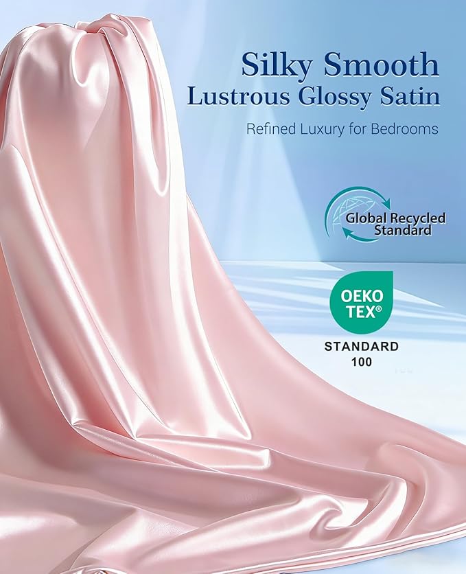 Elegear Cooling Pillow Cases Set of 2 for Hot Sleepers, Soft Silky Satin Pillowcase for Hair & Skin, Upgraded Arc-Chill Cooling Satin Pillowcase Q-max>0.5, Luxury Zipper Pillowcase Cover-Standard,Pink