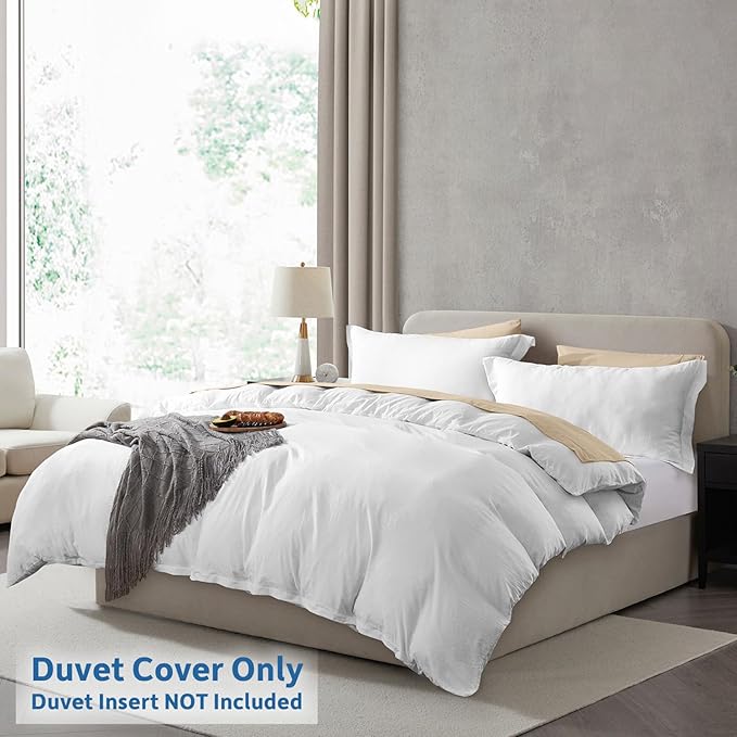 Nestl White Duvet Cover Full Size - Soft Double Brushed Full Size Duvet Cover Set, 3 Piece, with Zipper Closure, 1 Duvet Cover 80x90 inches and 2 Pillow Shams