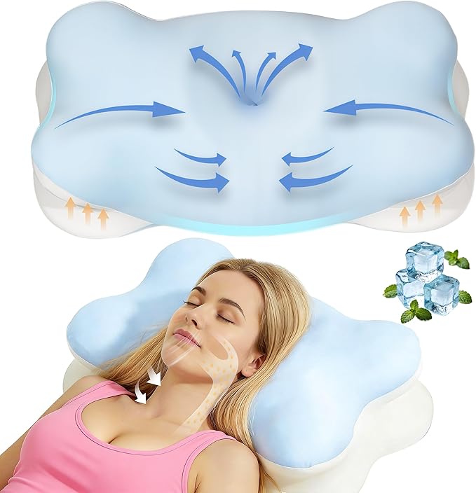 Extended Cervical Neck Pillow for Pain Relief, Ergonomic Contour Side Sleeper Pillow for Sleeping, Orthopedic Memory Pillow for Neck Support, Cooling Adjustable Pillow for Back and Stomach Sleeper