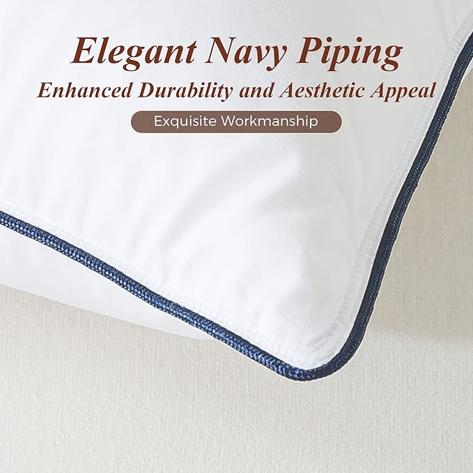 Cosybay Goose Feather Down Fiber Pillows King Size Set of 2, Luxury Bed Pillow for Sleeping, Ultra Soft Cover Hotel Collection Bed Pillows for Back,Stomach or Side Sleepers 20x36