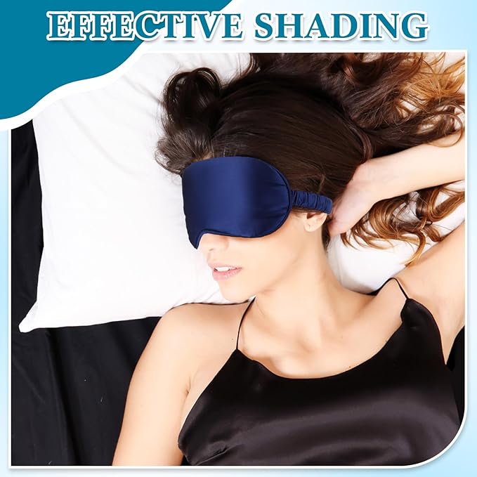 Cutecrop 12 Pcs Silk Sleep Masks Soft Satin Eye Masks with Adjustable Elastic Strap for Sleeping Comfortable Blindfold Eyeshade for Men Women Nap Night Travel Gifts (Black, Dark Green, Navy Blue)