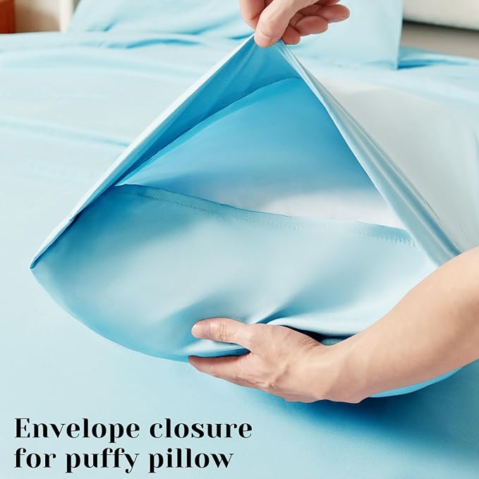BYSURE 6 Pieces Bed Sheets Set(Queen, Aqua Blue) - Hotel Luxury Super Soft 1800 Thread Count 100% Microfiber Sheets with Deep Pockets, Wrinkle & Fade Resistant