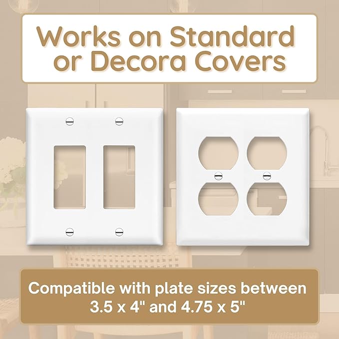 Power Perch Double Wall Outlet Shelf with Cord Storage Strap - Declutter & Reclaim Bedroom Counter Space - Alexa Stand, Apple HomePod Shelf, Toothbrush Holder for Bathroom - White, 1-Pack