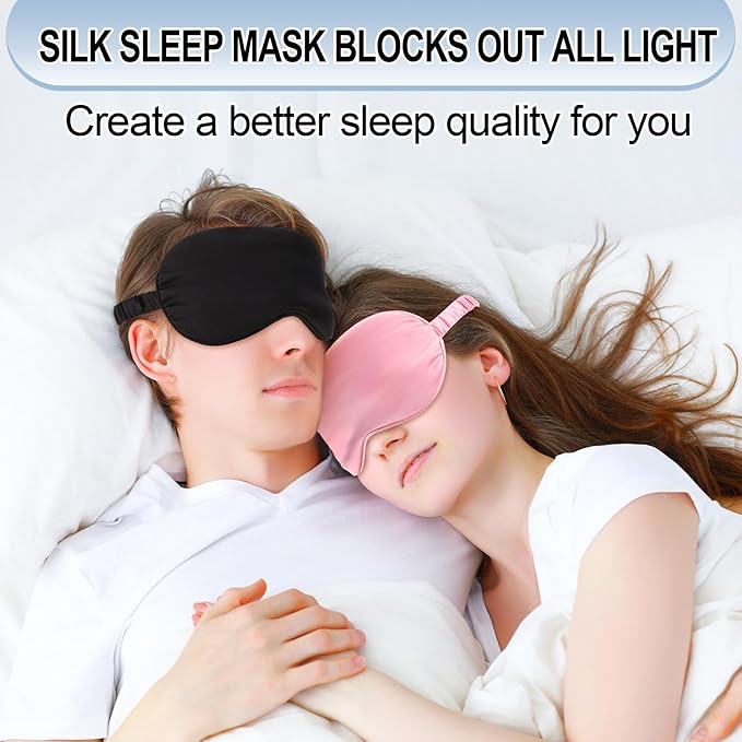 Geyoga 24 Pcs Silk Sleep Masks Soft Satin Eye Masks for Sleeping with Adjustable Elastic Strap Comfortable Blindfold Eyeshade for Men Women Travel Nap Night Sleep(Black, Grey, Navy, Pink)
