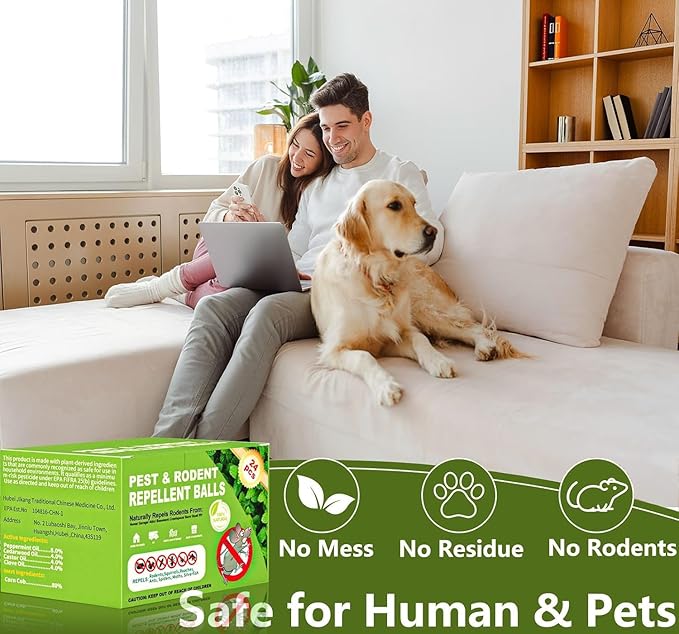 Mouse Rodent Repellent, 24 Pack Peppermint Oil Mice Repellent for Mice & Rats, Natural Deterrent for Home, Garage, Kitchen, Safe for Pets & Family, Indoor & Outdoor Use