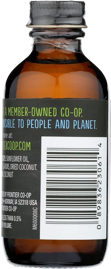Frontier Co-op Coconut Flavor, 2 Ounce Glass Jar, Non Alcoholic, Add Tropical Twist to Baked Treats, Frostings and Smoothies