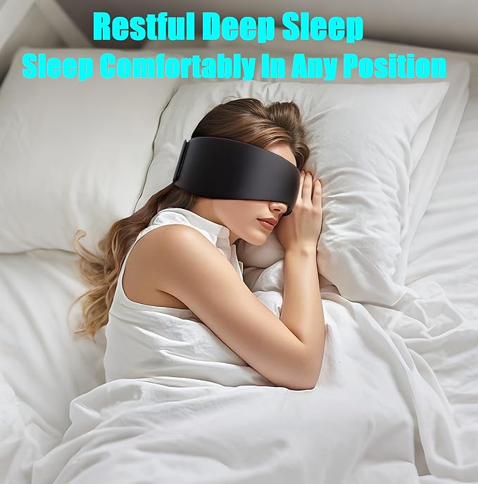 ANTETOKO®Integrated Soundproof Sleep Eye Mask for Men Women,100% Blocking Light 3D Contoured Sleeping Mask for Side Sleeper,Zero Pressure with Adjustable Headband for Night Sleeping,Work Nap