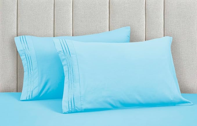 Mocassi Luxury Twin 4-Piece Sheet Set - 1800 Premium Hotel Quality - Easy-Fit, Wrinkle, Fade Resistant Bed Sheets and Pillowcases - All Around Elastic Fitted Sheet, Deep Pocket, Aqua