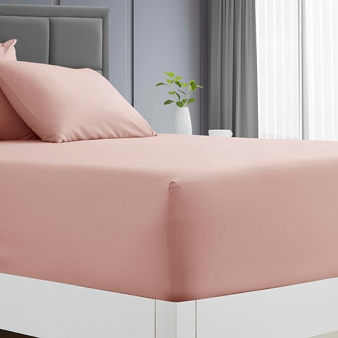 Clara Clark Cal King Sheets - Hotel Luxury 6 Piece Bed Sheets for Cal King Size Bed - Soft Bedding Sheets & Pillowcases, Fits Mattress up to 16 inch deep. California King, Peach Beige