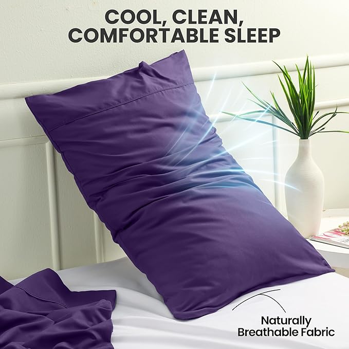 Utopia Bedding Pillow Cases Standard Size 2-Pack – Soft Brushed Microfiber – Envelope Closure – Perfect for Hospitals, Hotels, Guest Rooms – Oeko-TEX Certified, 20x26 Inches (Egg Plant)