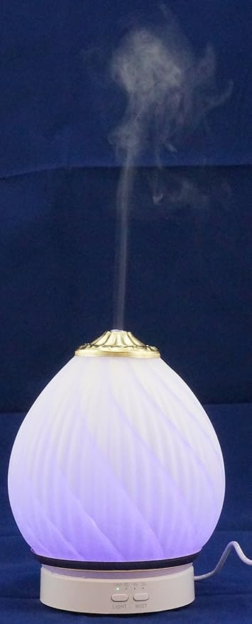 Aroma Diffuser Ultrasonic Essential Oil Aromatherapy Diffusers Stress Relaxing Ceramic Humidifier Adjustable Mist Mode Waterless Auto Shut-Off for Office Home Baby Study Yoga Spa White (Gold)