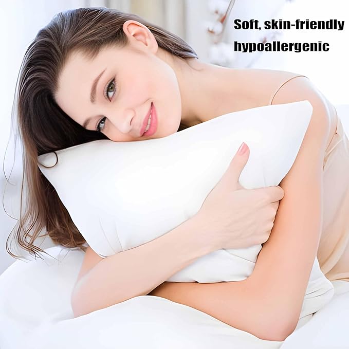 Acteb Medium Support Bed Pillows Standard Size Set of 4 Pack for Sleeping 20"x26", Hypoallergenic Skin Friendly Down Alternative Filling for Side Stomach Back Sleeper Machine Washable