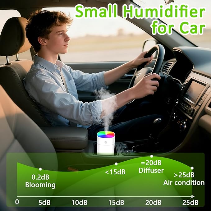 Portable Small Humidifiers for Bedroom, 3L Aroma Diffuser for Home Personal Desktop Plant Humidifier Indoor Fragrance Aroma Diffuser with 2 Modes, Night Light and Auto-Off