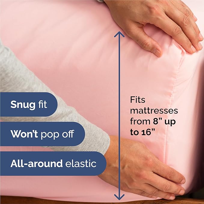 King 6 Piece Sheet Set - Comfy, Breathable & Cooling - Hotel Luxury Bedding for Women, Men, Kids, Teens & Children - 1 Flat & 1 Fitted Sheet & 4 Pillowcases w/ Deep Pockets - Wrinkle Free - Baby Pink