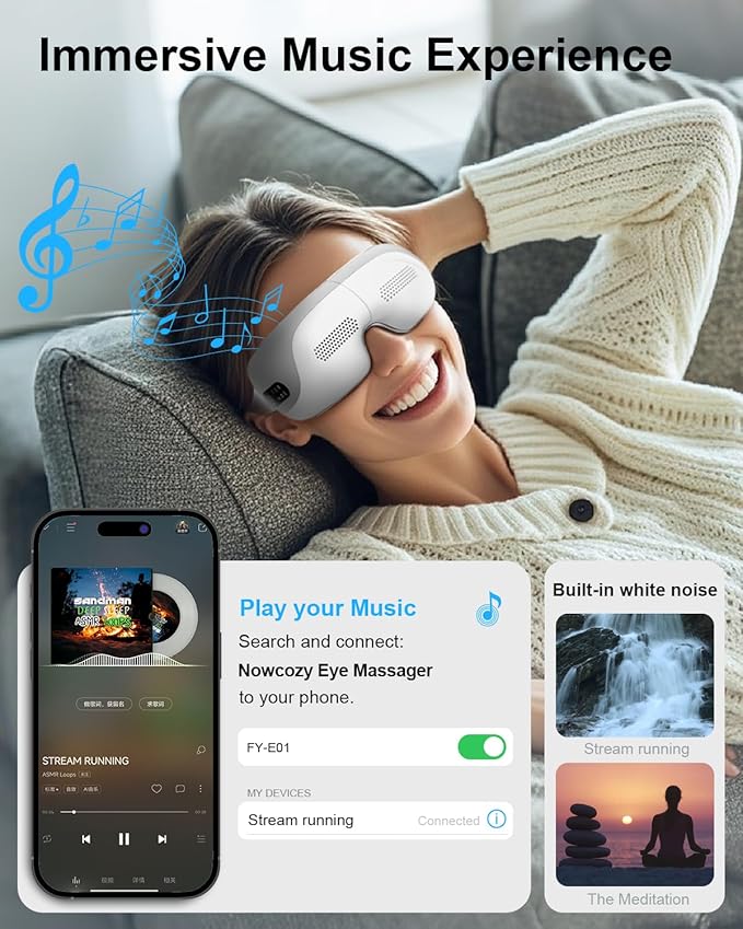 Eye Massager with Heat, Smart Eye Massager with Bluetooth Music for Migraine Dry Eye Sleep Relief, Portable Massage Sleep Mask, Ideal Gift for Men,Women/Mom/Dad/Wife/Friends