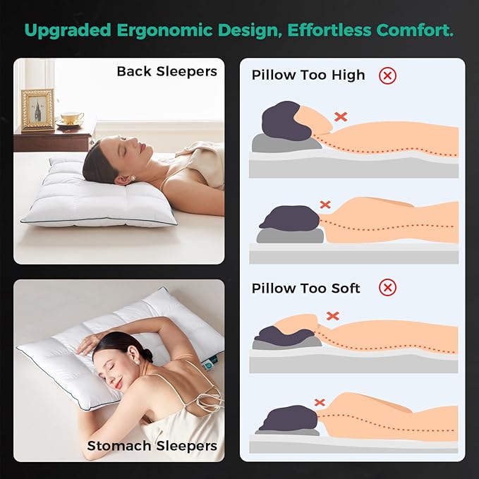 Three Geese Ultra Thin Flat Goose Down Feather Pillows for Sleeping King Size, 2.5" Height, 100% Cotton Cover, Ultra Slim Hotel Collection Bed Pillow for Stomach, Back Sleeper, 18x36 in.