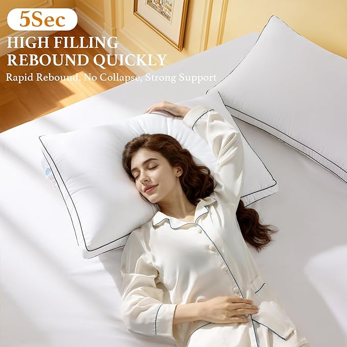 Premium Canadian Goose Down Pillow Standard Size Set of 1 Pack, 750+ Fill Power, 100% Cotton Shell, Luxury Hotel Quality Bed Feather Pillow for Side Back Stomach Sleepers(White,20" x 26")