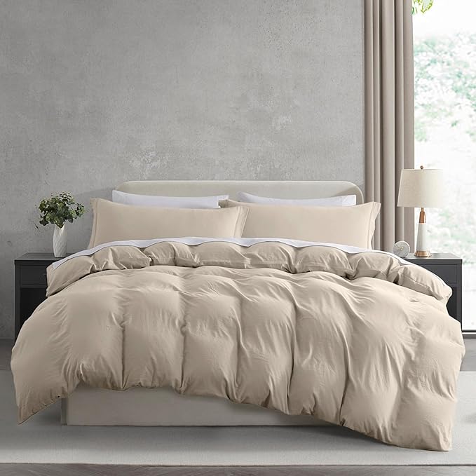 Nestl Linen Duvet Cover Full Size - Soft Double Brushed Full Size Duvet Cover Set, 3 Piece, with Zipper Closure, 1 Duvet Cover 80x90 inches and 2 Pillow Shams