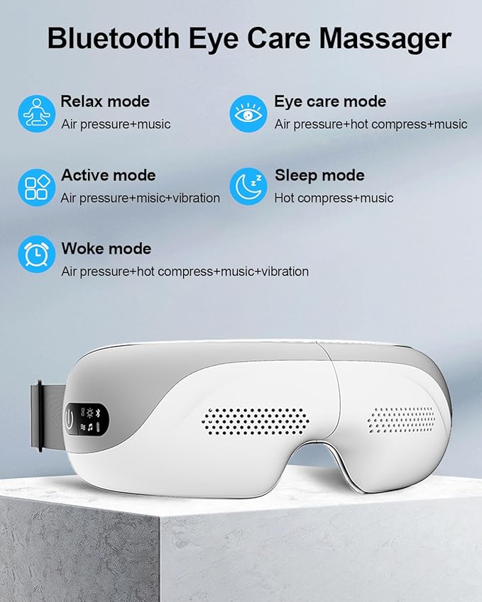 Eye Massager with Heat, Smart Eye Massager with Bluetooth Music for Migraine Dry Eye Sleep Relief, Portable Massage Sleep Mask, Ideal Gift for Men,Women/Mom/Dad/Wife/Friends
