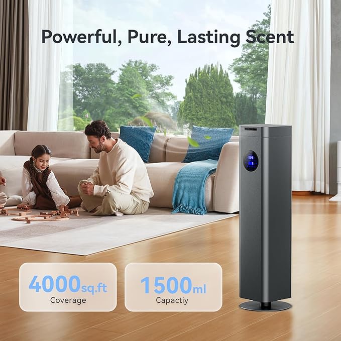 Aromadd 1500ml Scent Air Machine for Home, 4000 sq. ft Coverage Waterless Diffuser Essential Oil Diffuser Hotel Scent Diffuser Cold Air Nebulizer for Large Room Hotel Office (Titanium Gray)