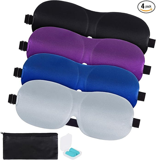 4-Pack Eye Masks for Sleep with Adjustable Strap Comfortable Sleep Masks for Women and Man Night Sleep, Travel, Nap Gery