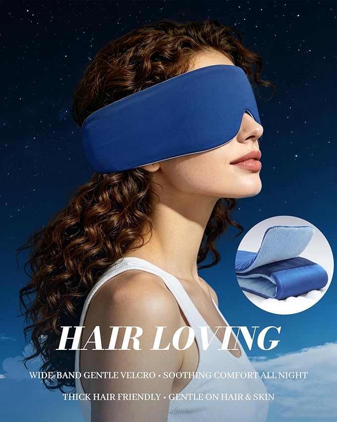 Sleep Mask for Side Sleepers – Ice Silk Cooling & Warm Double-Sided Eye Mask, 98% Blackout, Zero Pressure on Eyes, No Light Leaks, Soft Breathable Adjustable Night Blindfold for Women Men, All Seasons