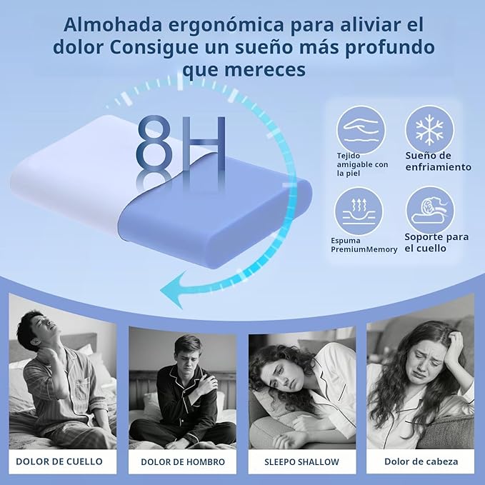 Cervical Pillow for Neck Pain Relief, 3.9 Inch Cooling Memory Foam Pillow, Ergonomic Support Pollow for Side and Back Sleepers