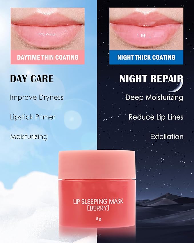 Lip Sleeping Mask Set-4 Pcs Moisturize & Nourish Lip Balm,Repair for Dry Cracked Lips,Deep Hydrating Lip Moisturizer Overnight Lip Blam,Treatment Lip Care Makeup Gift Kit for Women Men