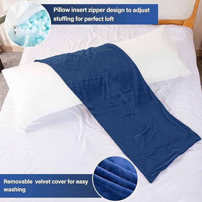 1 MIDDLE ONE Body Pillow, Memory Foam Body Pillows for Adults Sleeping, Long Pillow for Bed, Big Large Firm Full Body Pillow for Side Sleeper, 20x54 Inch, Navy Blue