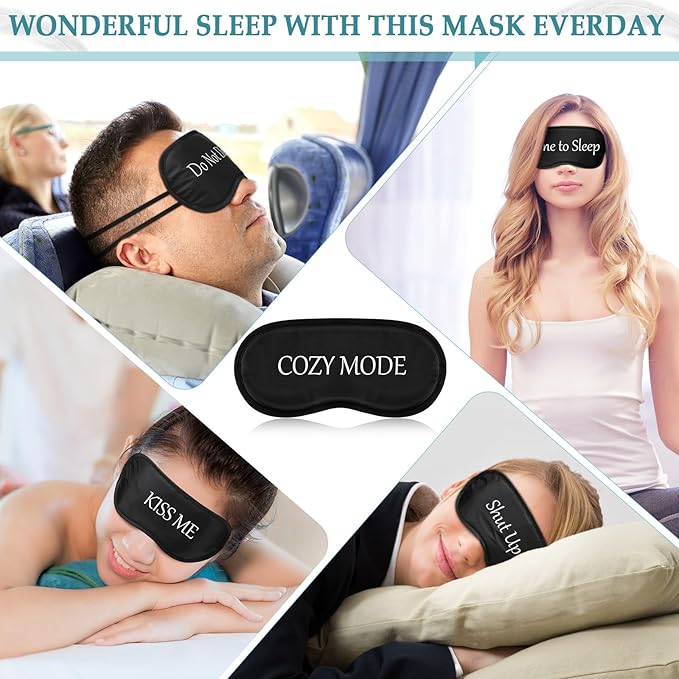Ramede 60 Pieces Bulk Funny Sleep Mask Sleeping Mask with Adjustable Strap Blackout Silk Sleep Mask Soft Blindfold Eye Covers for Sleeping Full Night Mask for Women Men Travel Nap Meditation