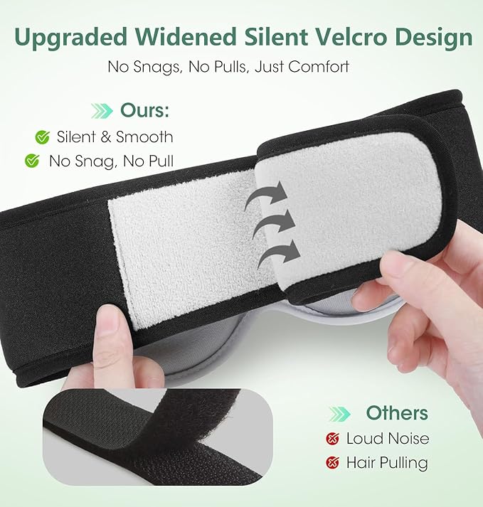 LC-dolida Voice Control Bluetooth Sleep Mask, Bamboo Cotton Bluetooth Sleep Headphones with 3D Zero-Pressure Cups and Timer Setting, Total Blackout Sleep Eye Mask for Side Sleepers (Black)