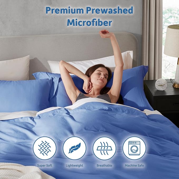 Nestl Calm Blue California King Duvet Cover Sets - Soft Double Brushed Cal King Duvet Cover, 3 Piece, with Zipper Closure, 1 Duvet Cover 104x98 inches and 2 Pillow Shams