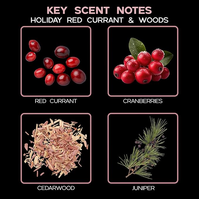 Holiday Red Currant & Woods Diffuser Oil - Luxury Essential Oils for Diffuser Refill & Air Freshener Room Spray - Long-Lasting Home Fragrance, Scented Oil for Diffusers, USA Made, 4oz