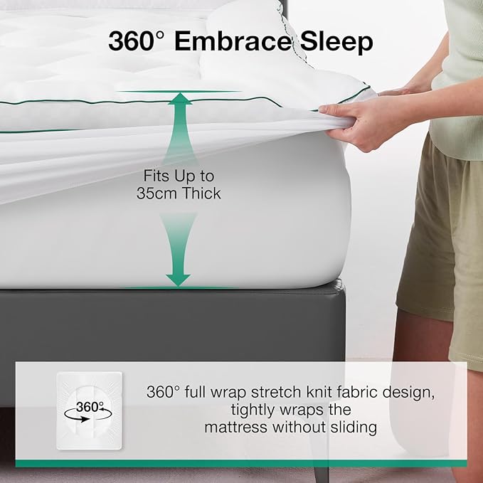 Novilla Queen Mattress Topper, Extra Thick Pillow Top Mattress Pad, Down Alternative Fill Breathable Cotton Cover, 8-21" Deep Pocket Soft Bed Topper for Back Pain Relief