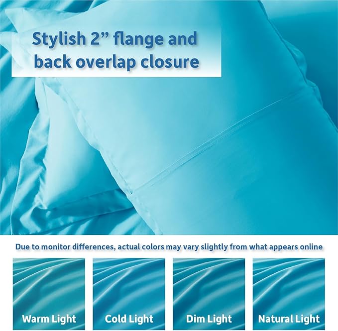Nestl Queen Duvet Cover Set with Comforter Insert - Bright Blue 4 Piece 90x90 Duvet Cover & 2 Pillow Shams with White Quilted Down Alternative Comforter, Ultra Soft, All Season