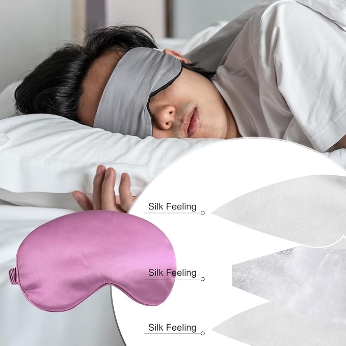 PATIKIL Silk Sleep Mask, 2 Pack Soft Satin Eye Protective Mask Blackout Eye Cover with Elastic Straps for Side Sleeping Women Men Travel, Purple