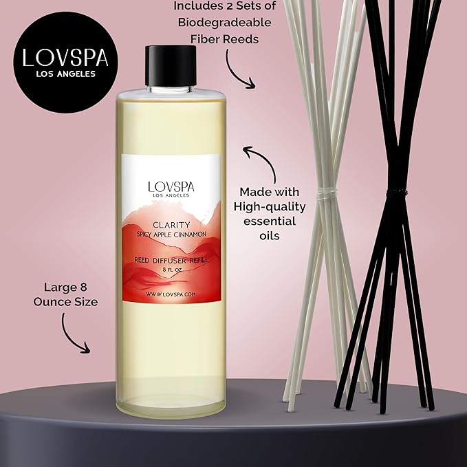 Clarity Spicy Apple Diffuser Oil - Fall Essential Oils for Diffuser Refill & Air Freshener Room Spray - Long-Lasting & Natural Home Fragrance, Scented Oil for Diffusers, USA Made, 8 oz