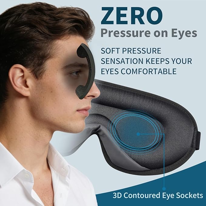 3D Mesh Breathable Sleep Eye Mask, Light Blocking Eye Mask, Zero Pressure Eye Mask, Soft Eye Cover, Comfort Blindfold, Travel Eye Mask, Night Sleep Mask, Gray