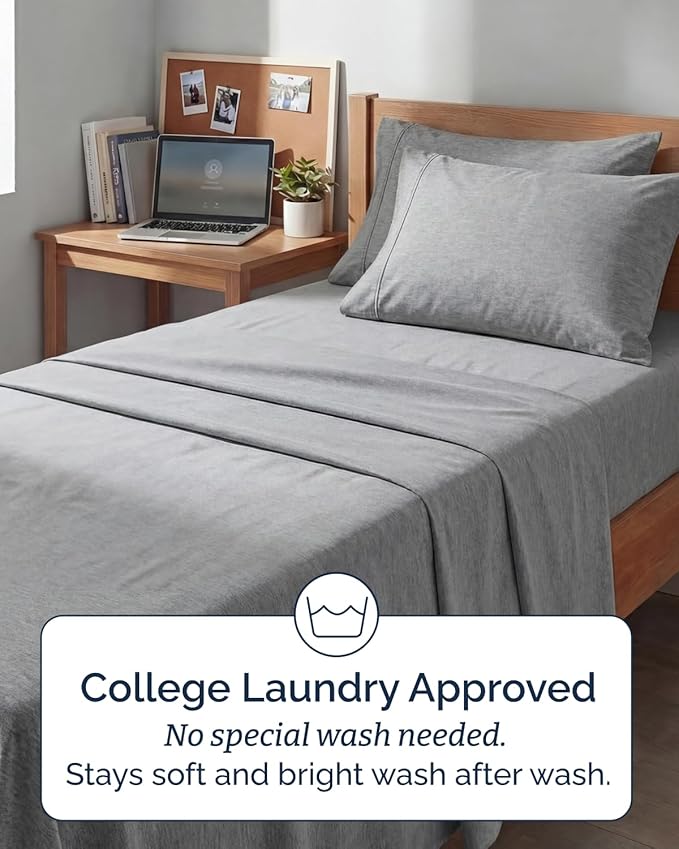 Extra Deep Twin XL Sheet Set - 4 Piece Breathable and Cooling Sheets - Hotel Luxury Bedding for Women, Men, Kids & Teens - Easy Secure Fit - Soft & Wrinkle Free - Extra Deep Pockets - Heathered Grey