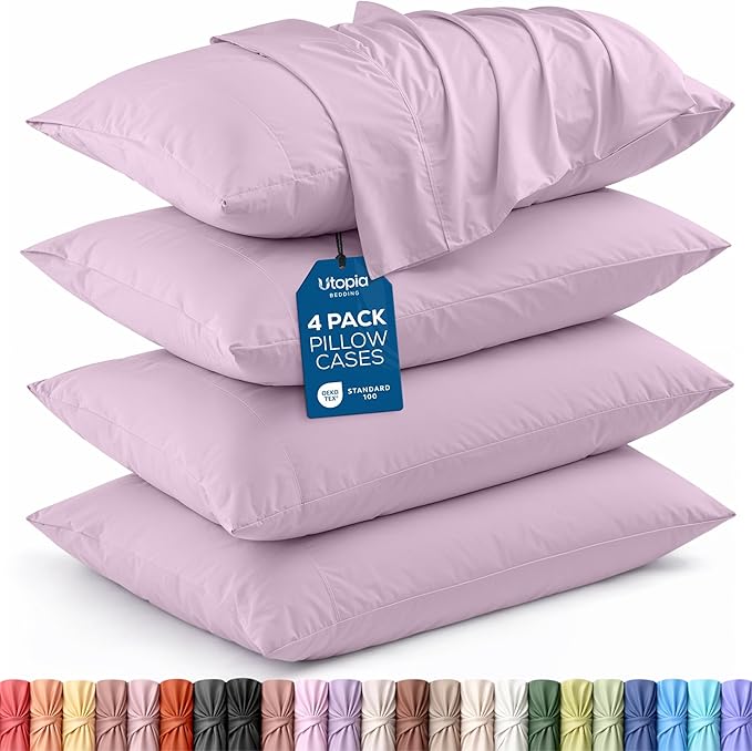 Utopia Bedding Queen Pillow Cases - 4 Pack - Envelope Closure - Soft Brushed Microfiber Fabric - Shrinkage and Fade Resistant Pillow Covers Queen Size 20 X 30 Inches (Queen, Lavender)