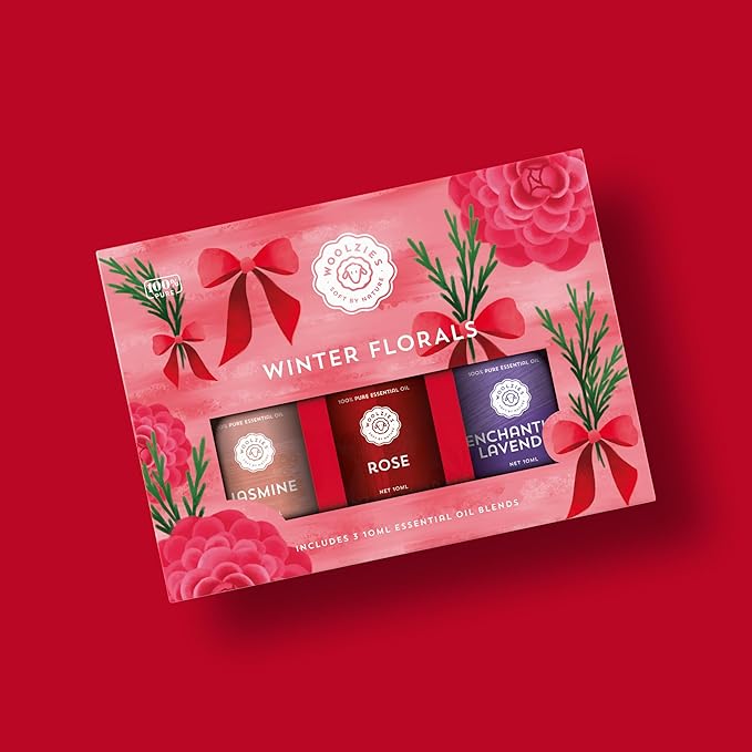 Winter Florals Essential Oil Blend Set | Jasmine, Rose & Enchanting Lavender | Aromatherapy Oils for Diffusers & Cozy Holiday Scents | Gift Set of 3