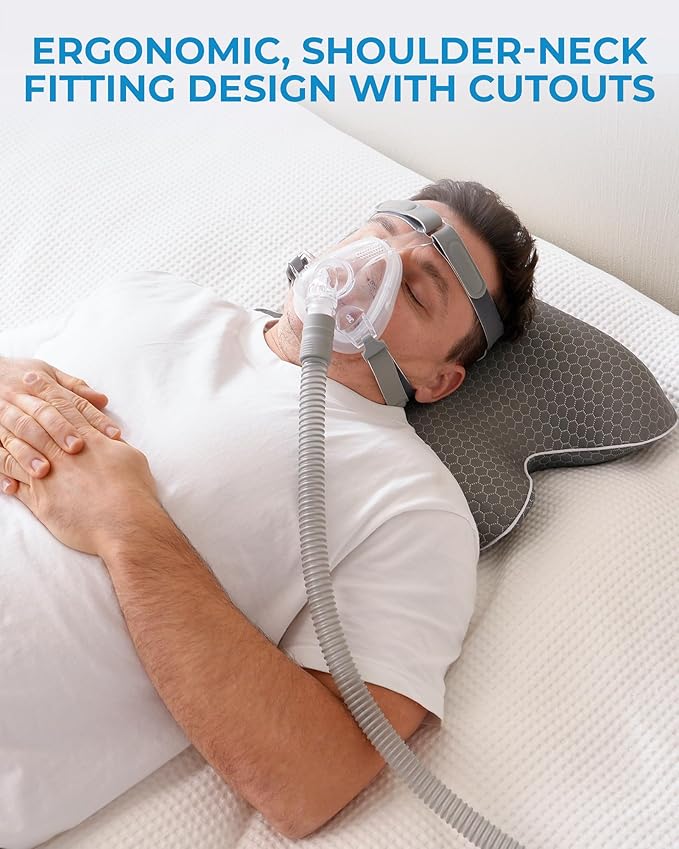 Elviros CPAP Pillow for Side & Back Sleepers, HSA/FSA Portable Travel Sleep Apnea Pillow with Adjustable Height, Reduce Mask Leaks & Pressure,for Camping, Hotels