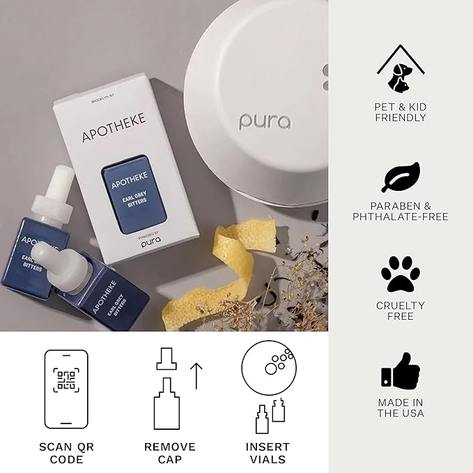 Pura Smart Home Plug-in Diffuser Refills by Apotheke, (Earl Grey, 2-Pack) - Pura Fragrance Refills - Long-Lasting Aromatherapy Air Freshener Fragrance Products with Perfume-Grade Essential Oils
