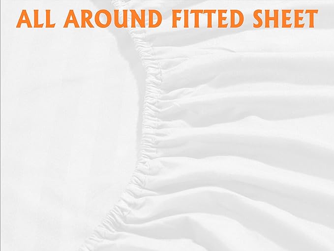 Elegant Comfort Softest and Coziest 4-Piece Sheet Set - 1500 Premium Hotel Quality Microfiber - Luxurious Wrinkle Resistant 4-Piece Damask Stripe Bed Sheet Set, Twin, White