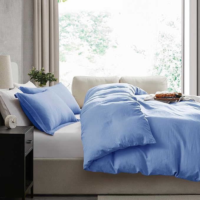 Nestl Calm Blue Duvet Cover Queen Size - Soft Double Brushed Queen Duvet Cover Set, 3 Piece, with Zipper Closure, 1 Duvet Cover 90x90 inches and 2 Pillow Shams